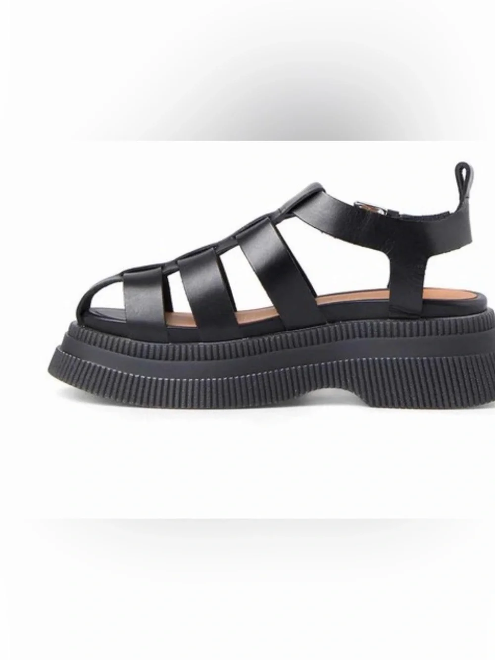 GANNI CREEPER SANDALS WITH PLATFORM SOLE - BLACK